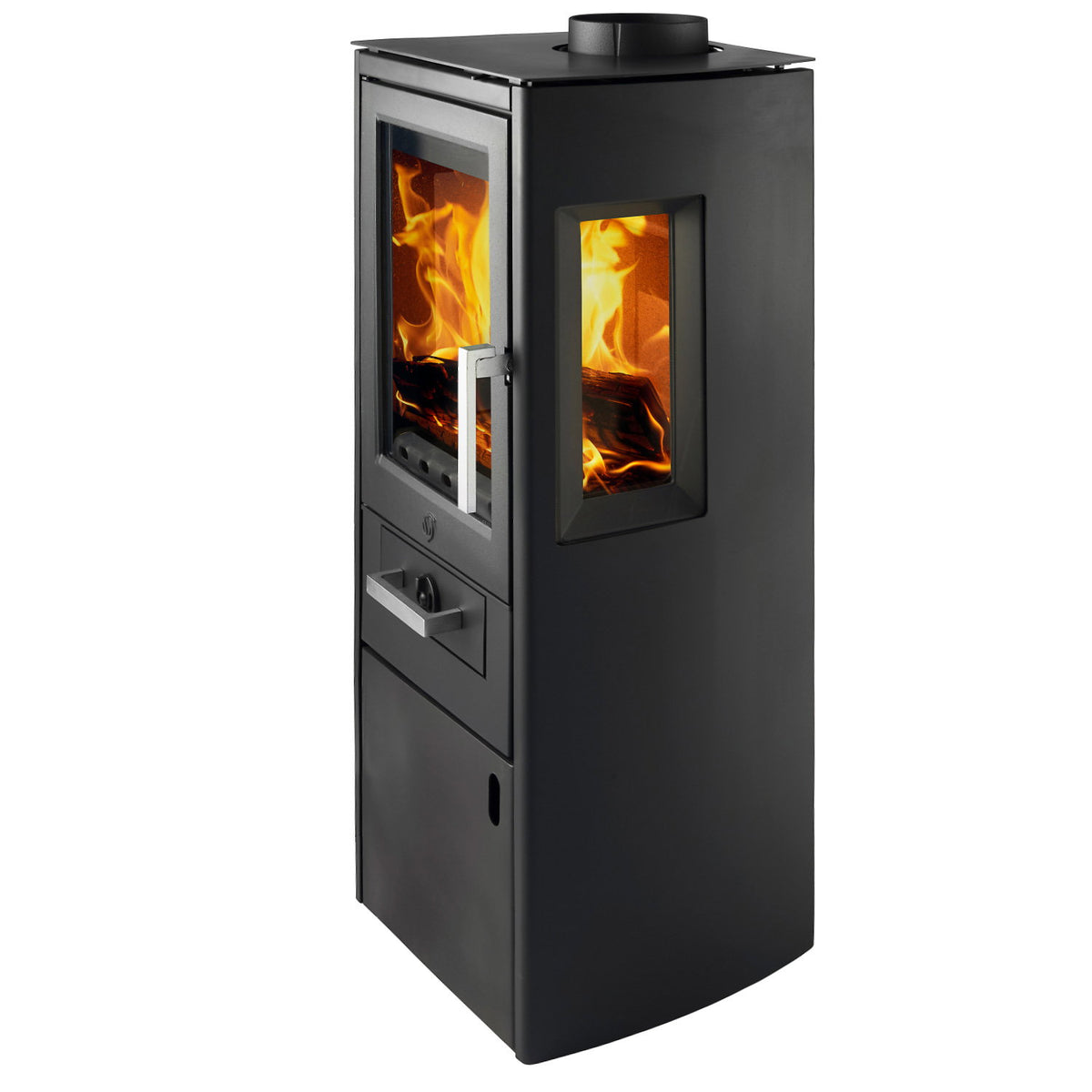 Varde Bornholm – Poêle à bois en acier noir avec vitres latérales 5,5 kW