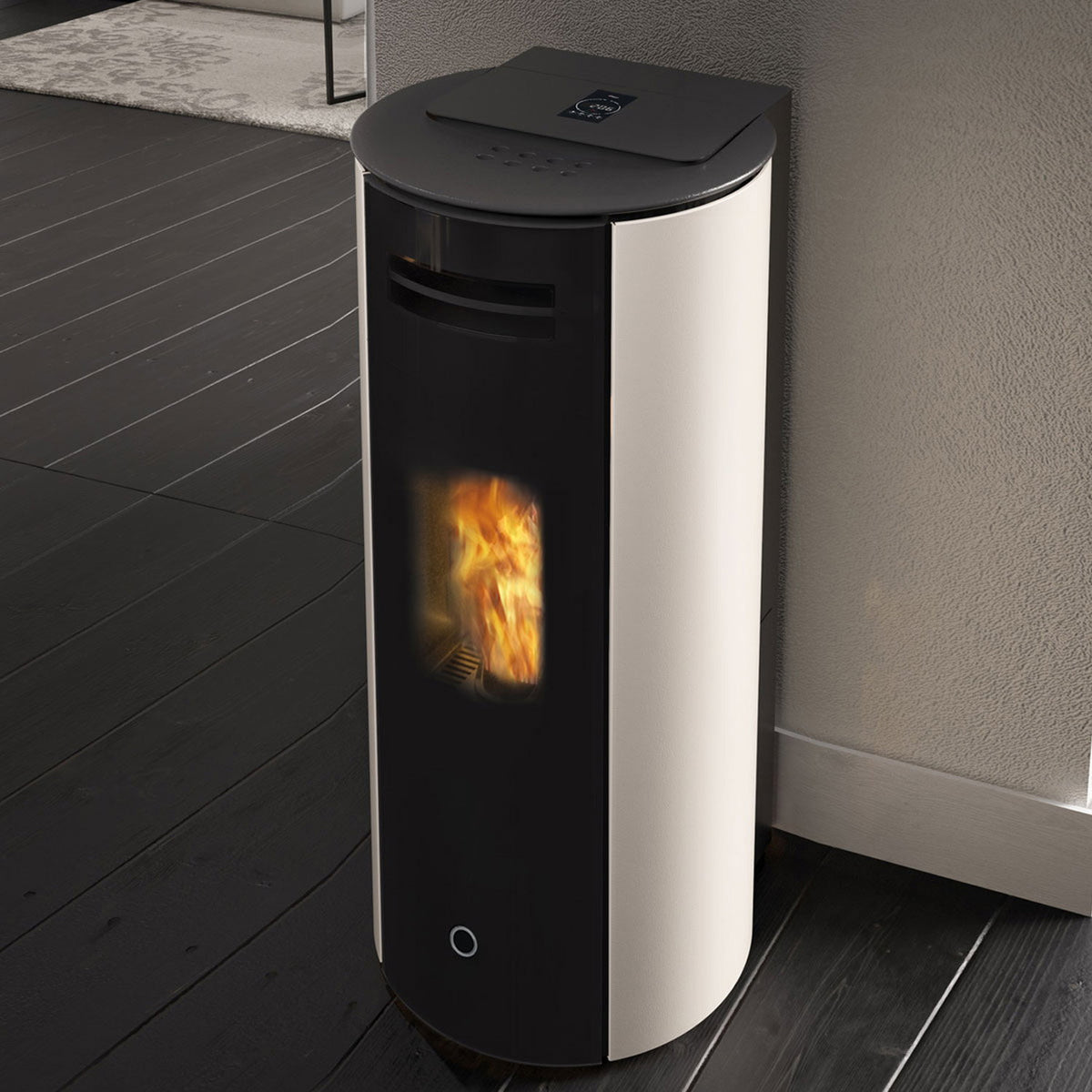 Poêle à granulés Edilkamin EK63 Spy 110+ Evo acier blanc 10,5 kW sortie arrière