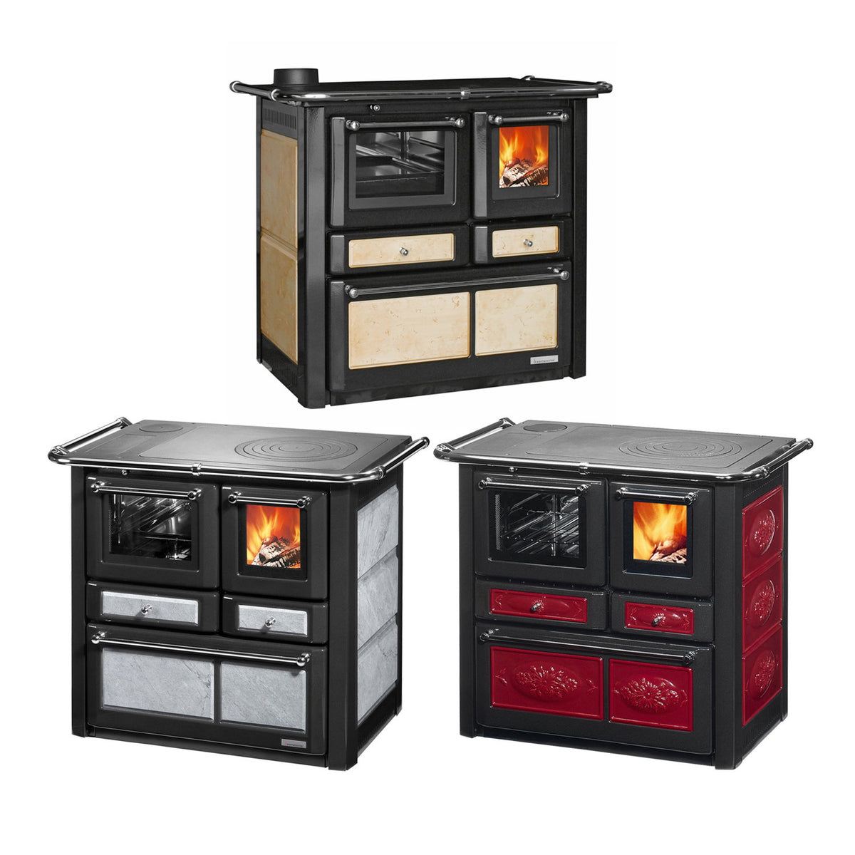 Poêle de cuisine Wamsler K 85 F céramique rouge avec four à gauche 6 kW