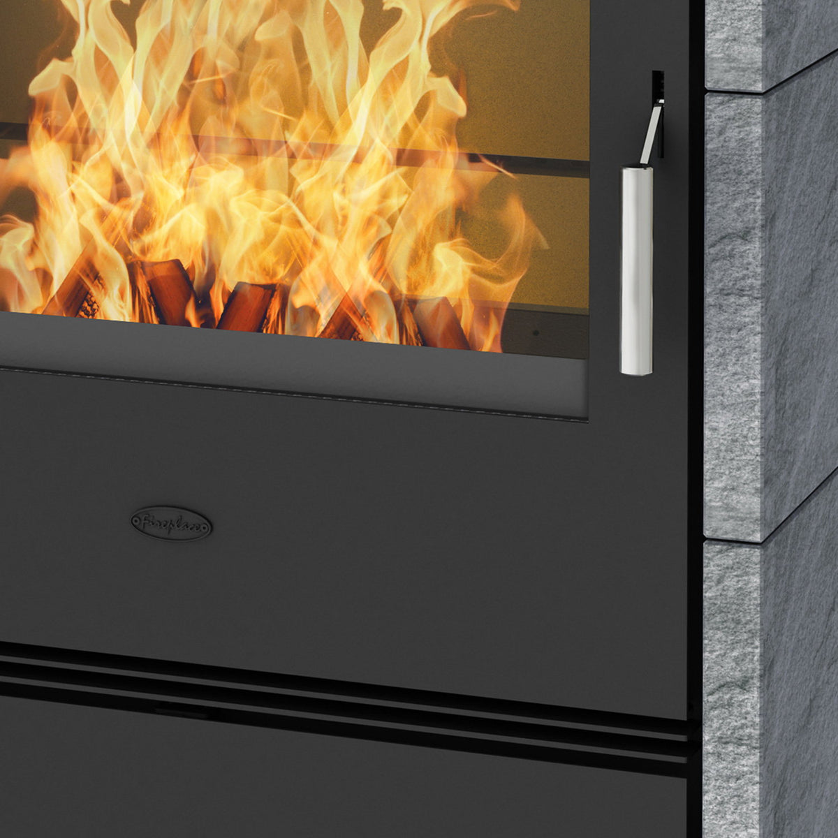 Poêle à bois Rönky R2541 10 kW acier gris, fonte et pierre ollaire