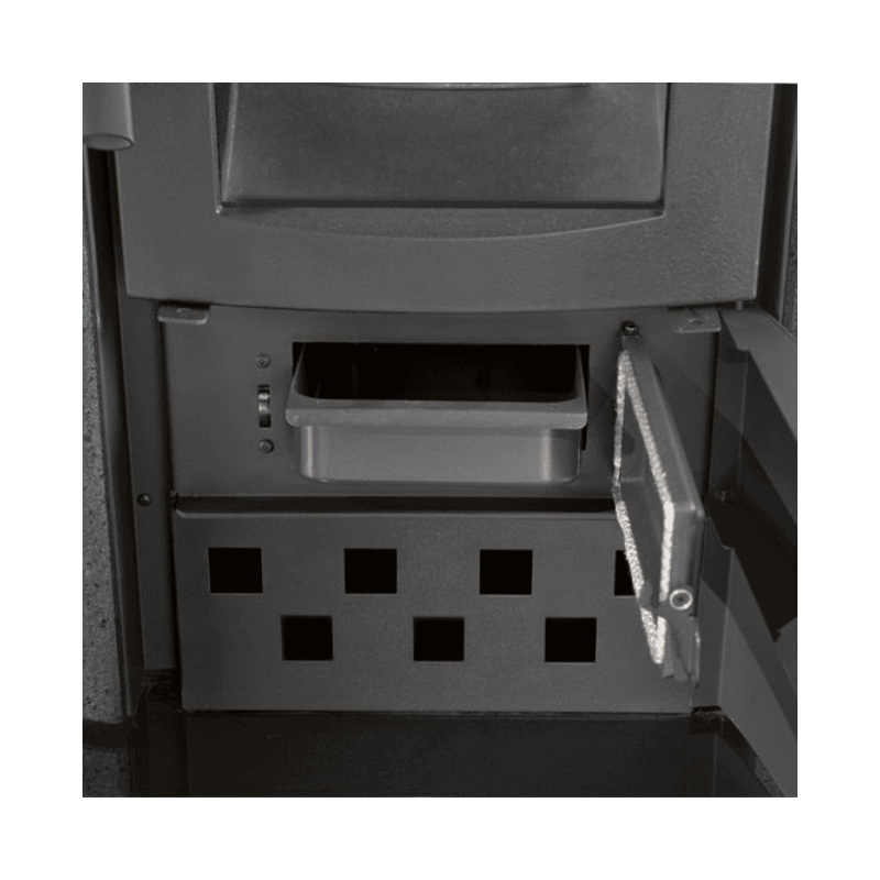 Détail du compartiment inférieur du poêle