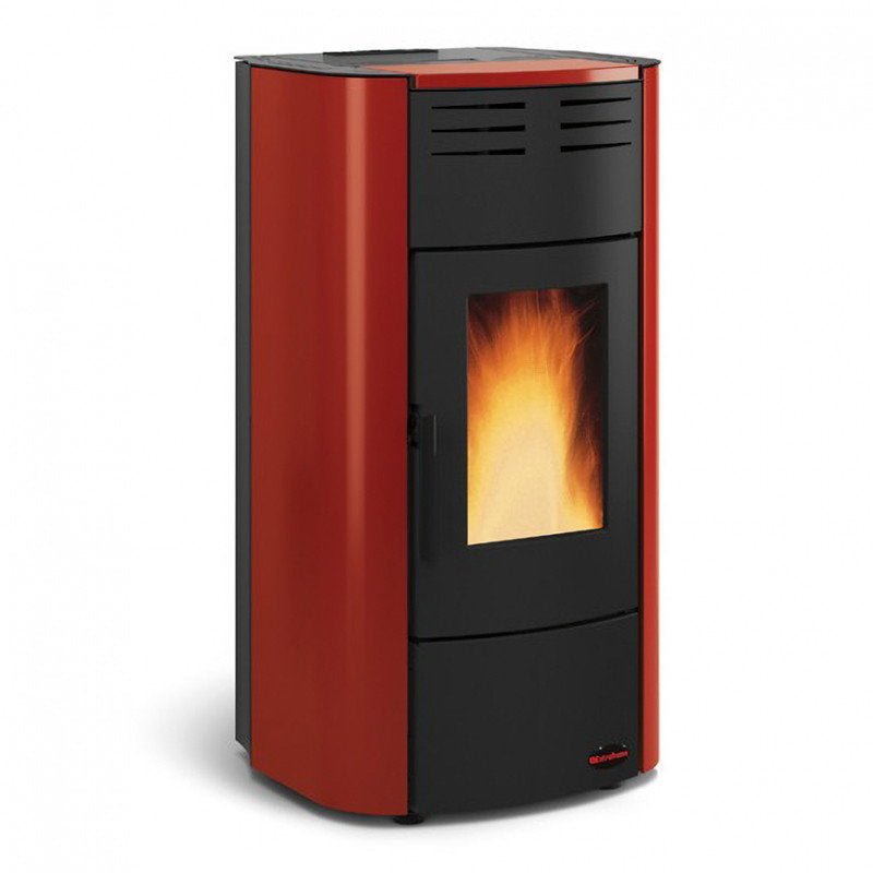 Poêle Extraflame Raffaella Idro H15 avec habillage rouge