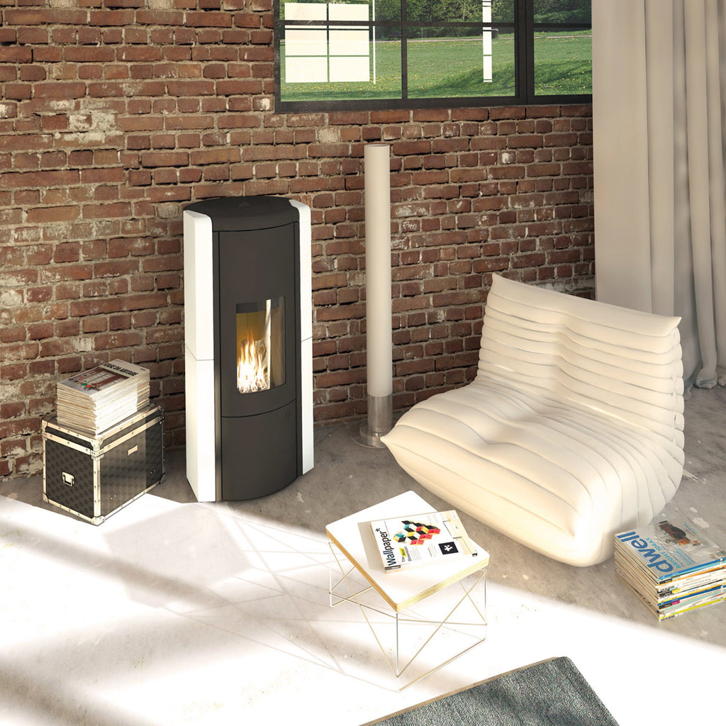 Poêle à granulés Olsberg Arina 3.0 acier noir et céramique blanc neige – 6 kW