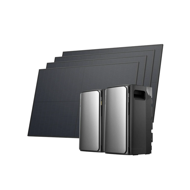 EcoFlow STREAM Ultra avec STREAM AC Pro et quatre panneaux solaires rigides de 450 W