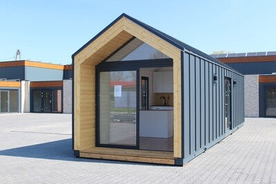 Tiny House 10,90 × 2,90 m clé en main – Maison avec Cuisine Équipée, Salle de Bain et Toit à Deux Pentes