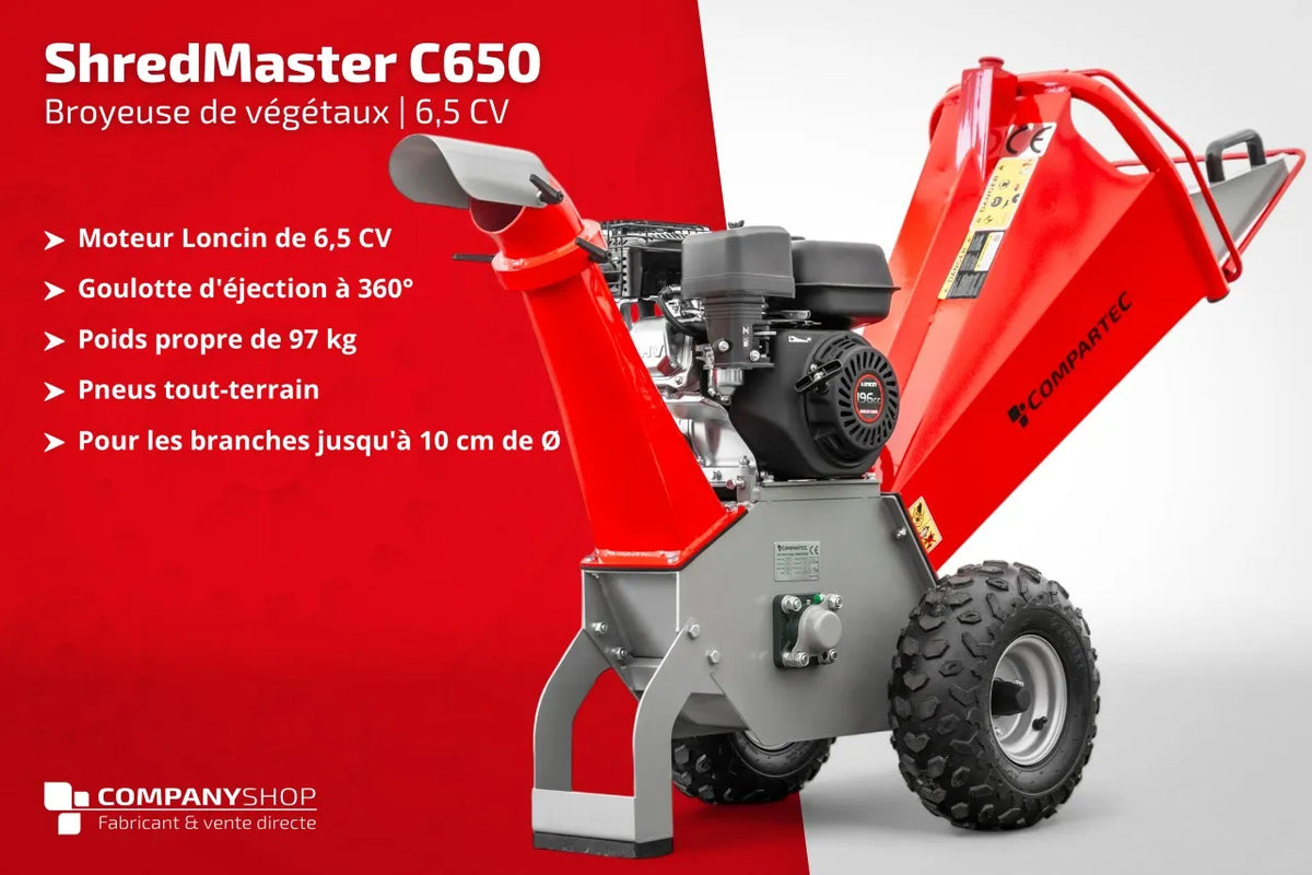 Compartec ShredMaster C650 - Broyeur de végétaux thermique 6,5 CV - photo 2