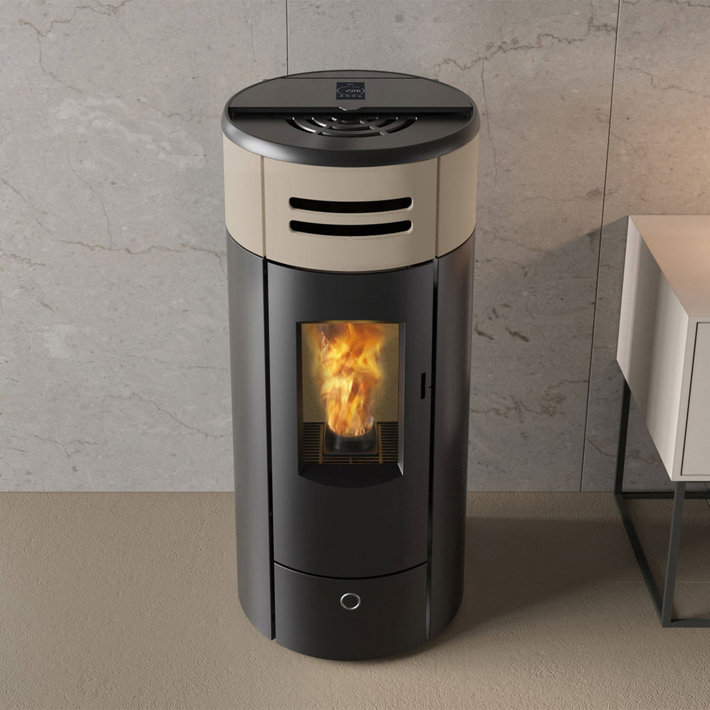 Poêle à granulés Edilkamin EK63 Yung 130++ Evo céramique gris tourterelle 12,5 kW