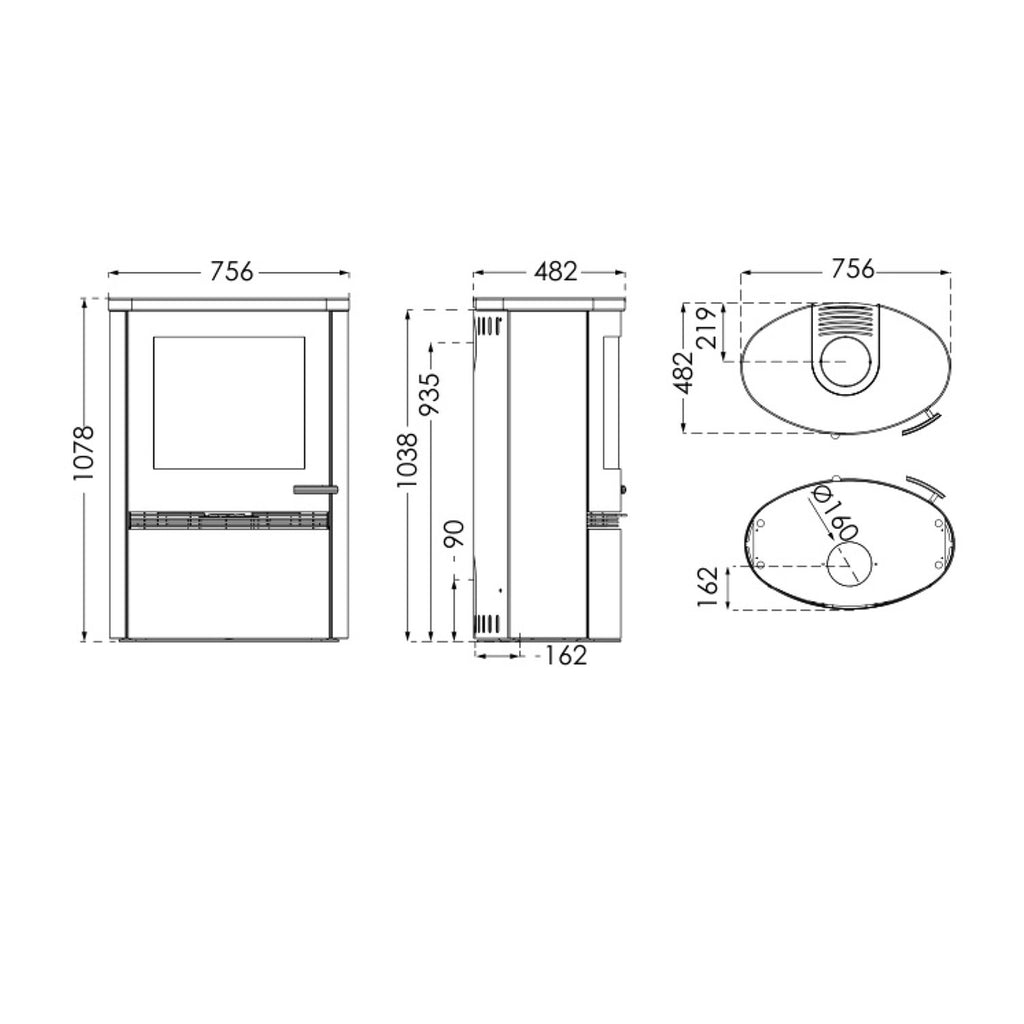 Poêle à bois TermaTech TT22HS-CG 7,5 kW