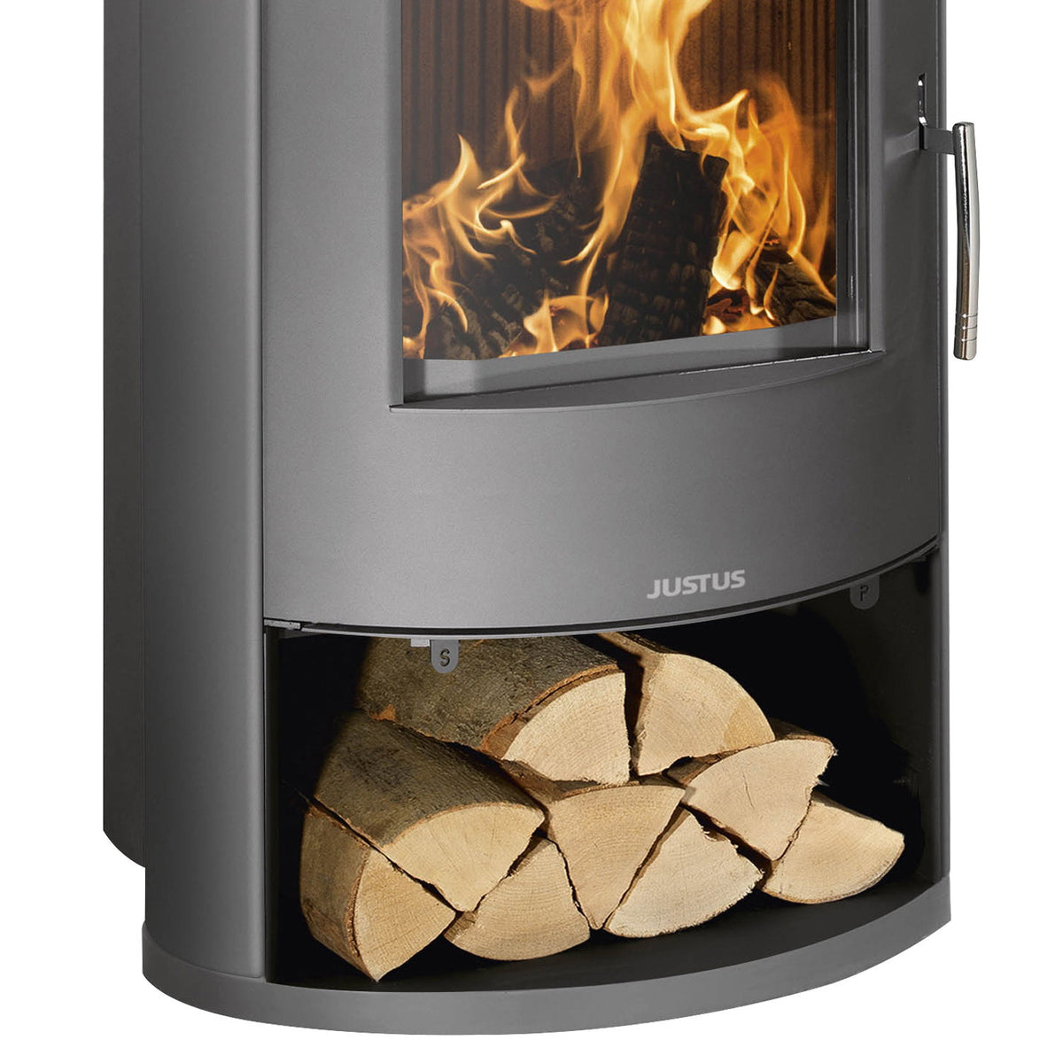 Poêle à bois Justus Island Aqua II 10 kW avec échangeur d’eau gris