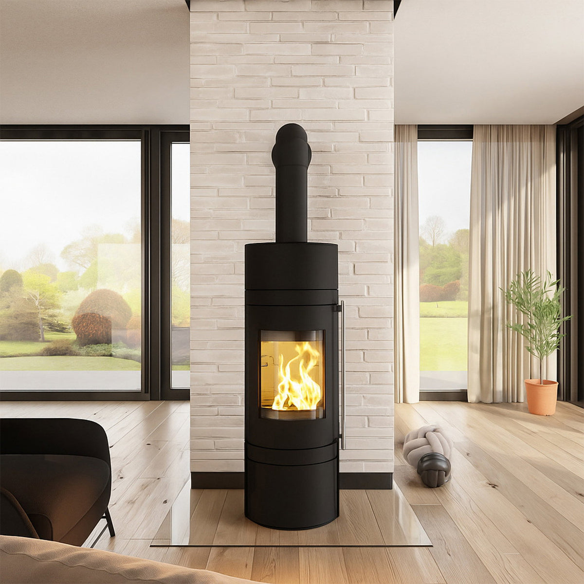 Poêle à bois Haas+Sohn MENTON RLU sans socle noir profond 5,5 kW