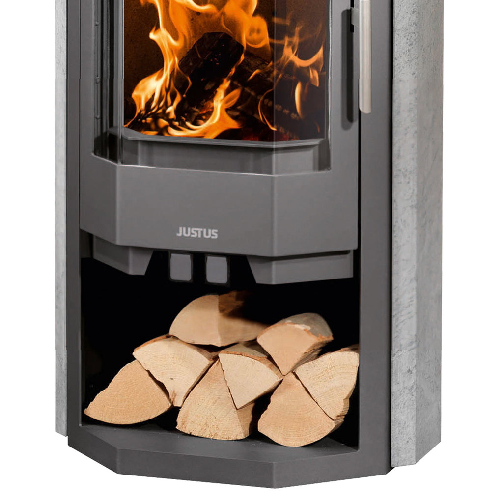 Justus Usedom 7 – Poêle à bois acier gris et pierre ollaire 7 kW