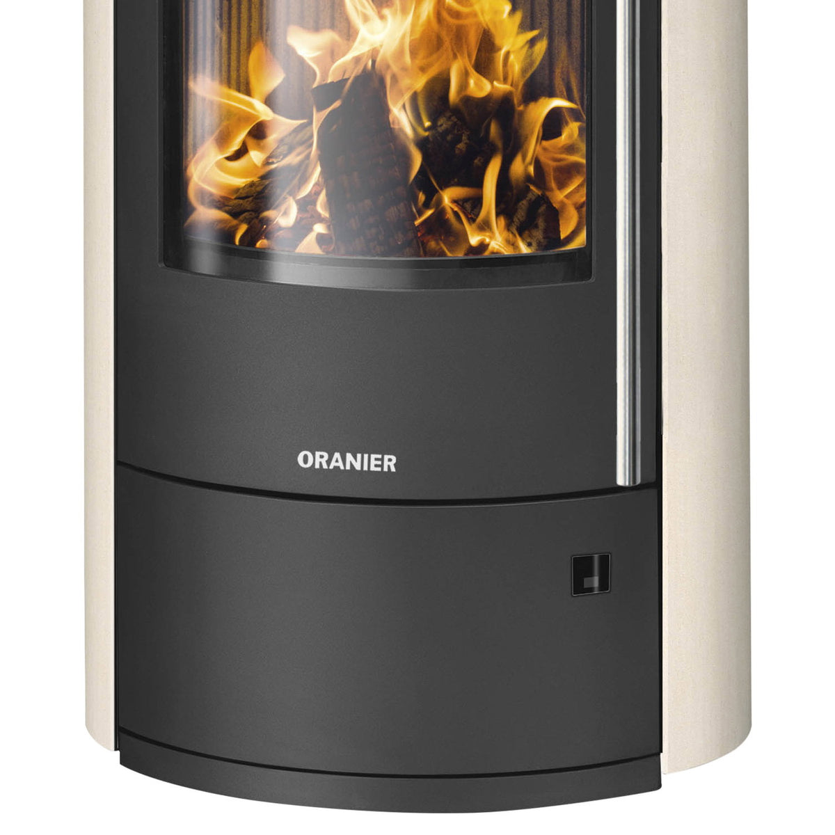 Oranier Polar Neo Vantage W+ – Poêle à bois acier noir et pierre calcaire crème 6,5 kW