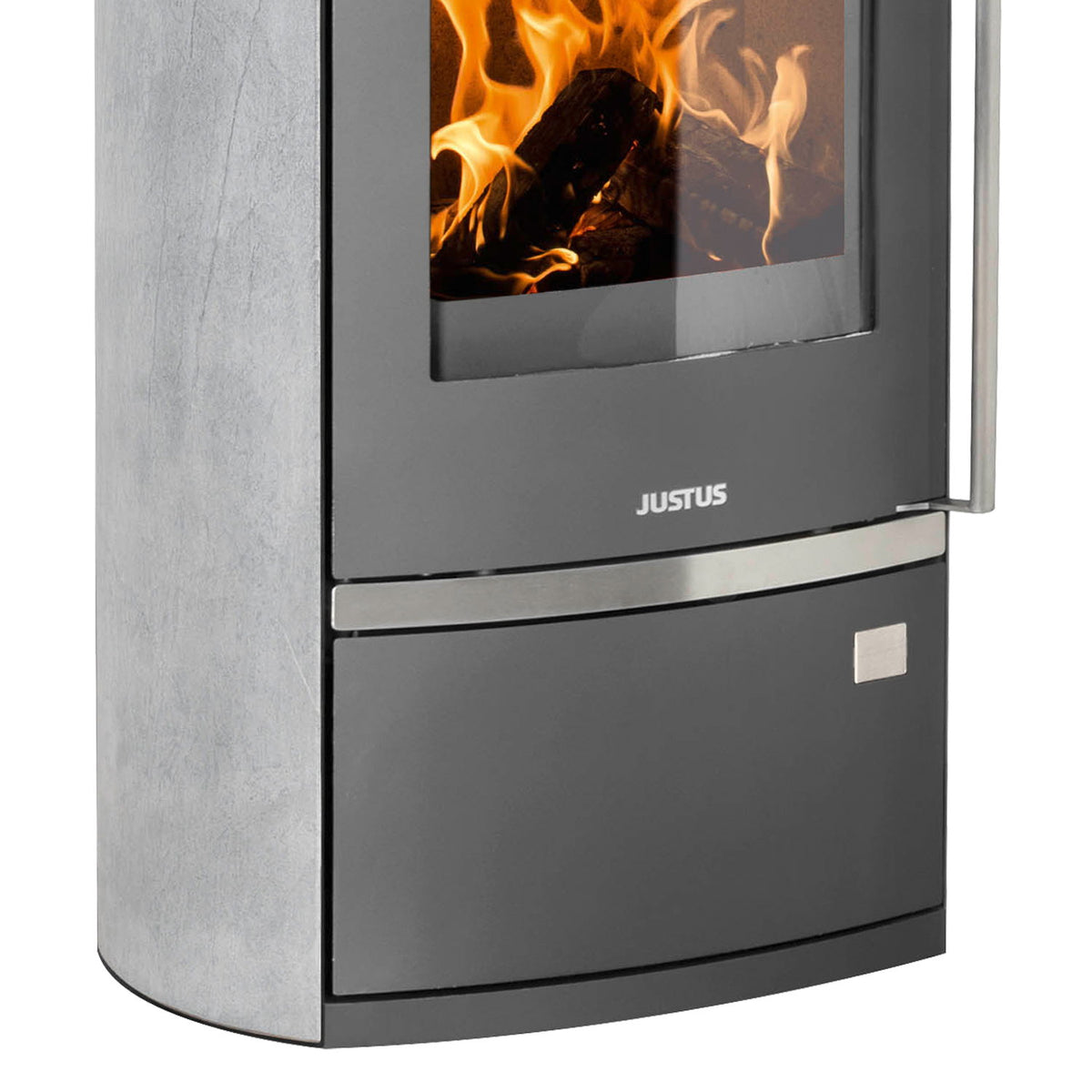Poêle à bois Justus Reno R acier gris fonte pierre ollaire 6 kW