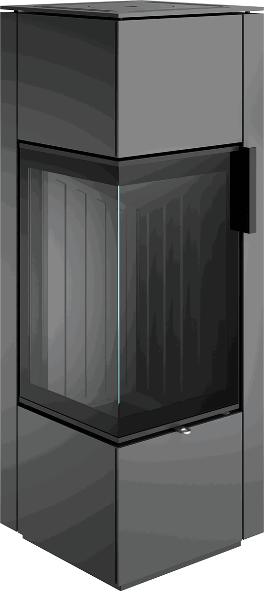 Poêle à bois Spartherm Piko S Steel 7,7 kW avec vitre en L
