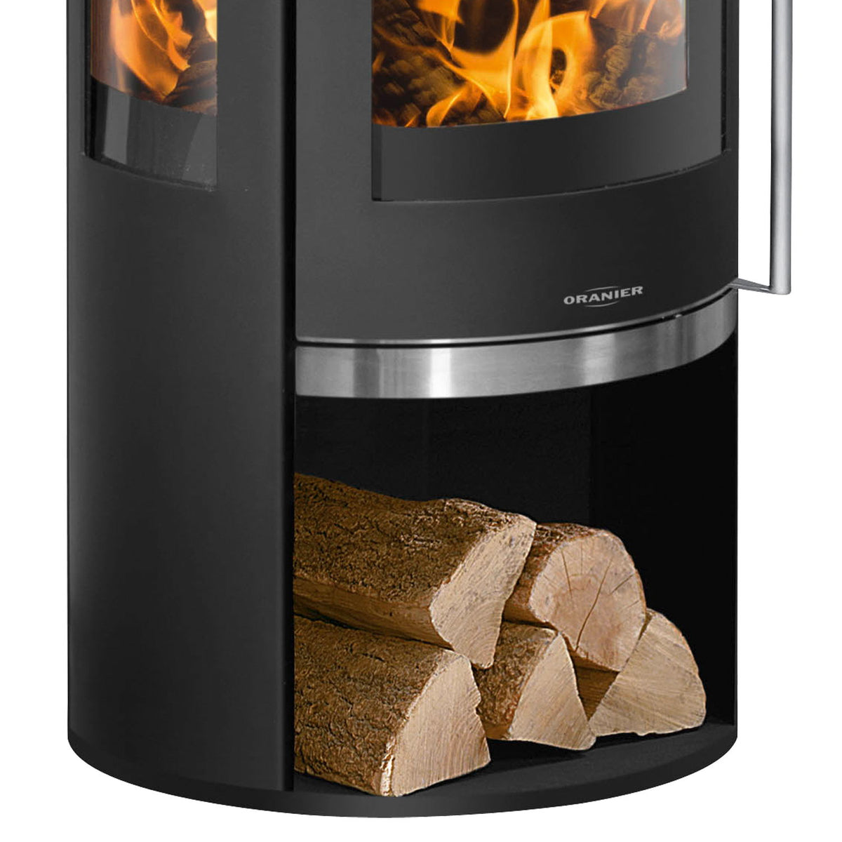Oranier Rota TRE 2.0 – Poêle à bois acier noir avec plaque céramique blanc soie, 6 kW