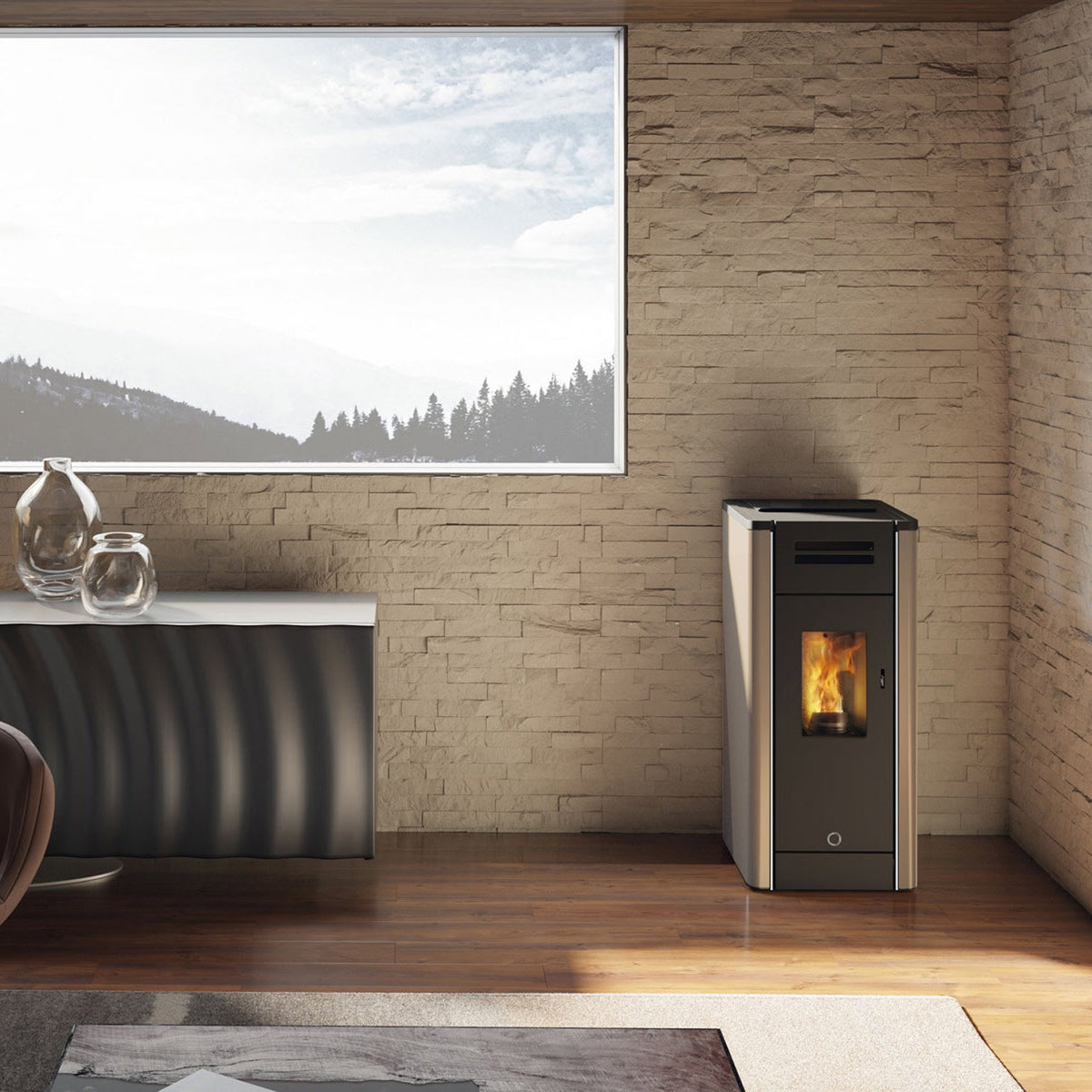 Poêle à granulés Edilkamin EK63 Metro 110+ Evo acier gris tourterelle 10,5 kW