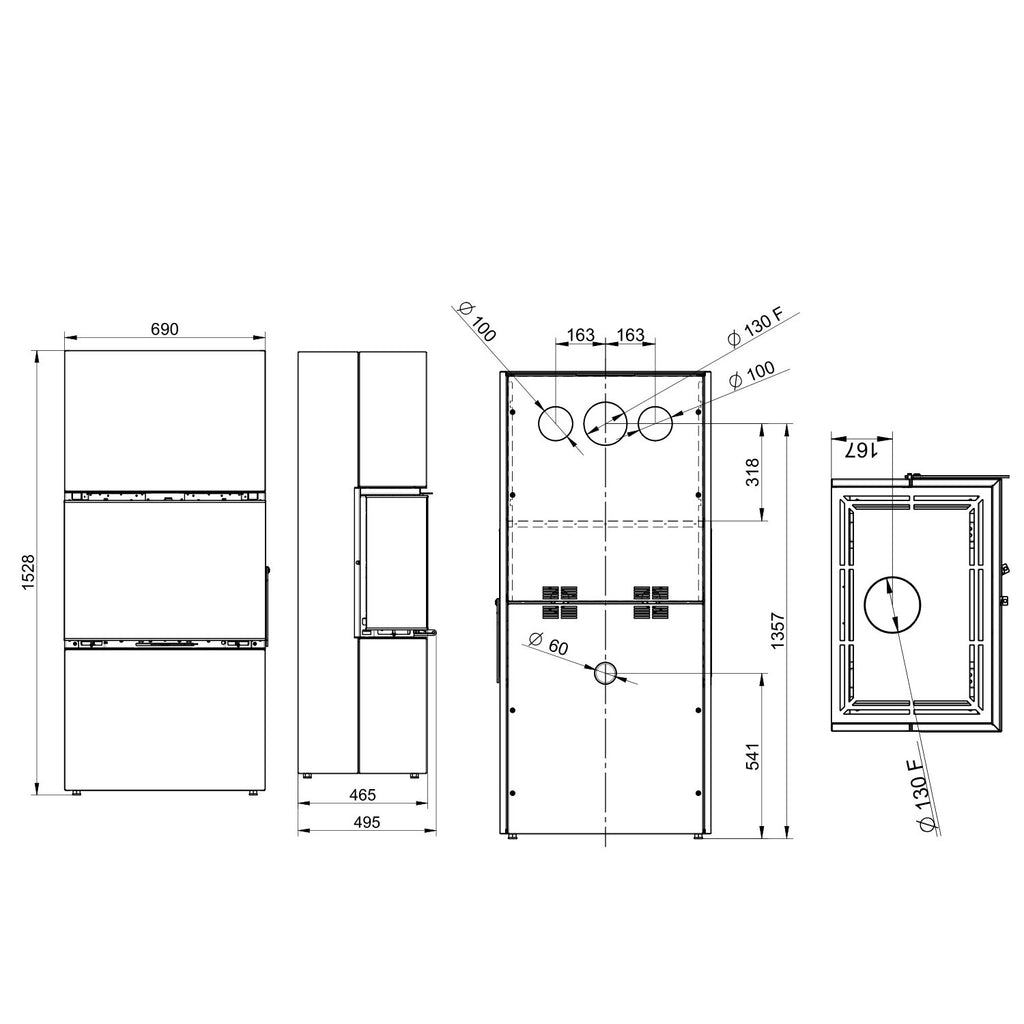 Poêle à bois Thermorossi Trilogie Blanc W6TRILOBIAN 10,6 kW