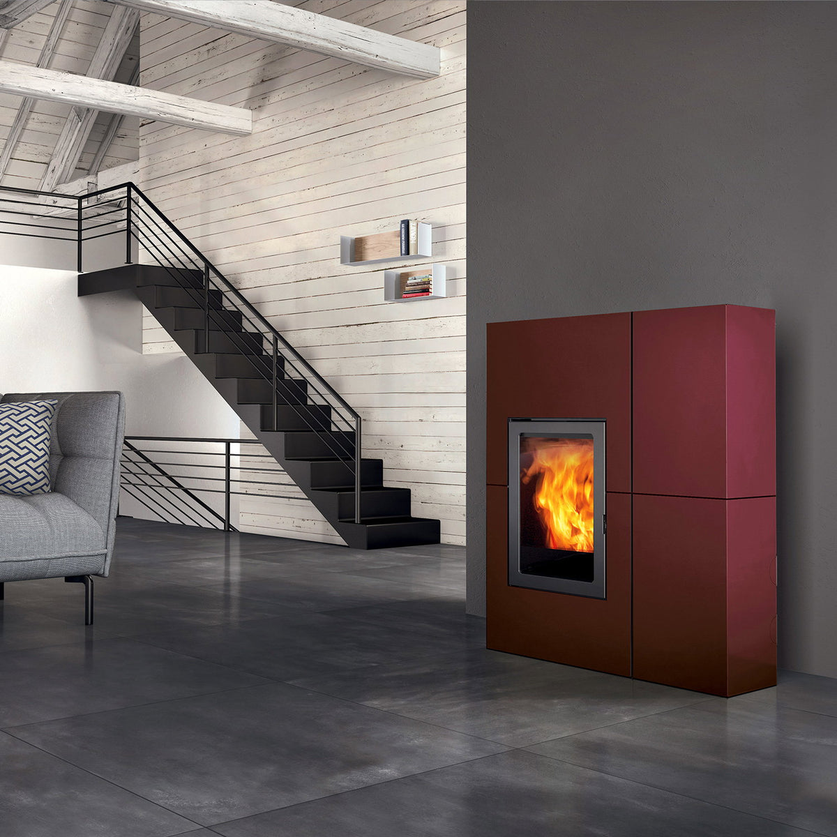 Poêle à granulés Edilkamin Blade 12++ EVO acier bordeaux — 12,1 kW