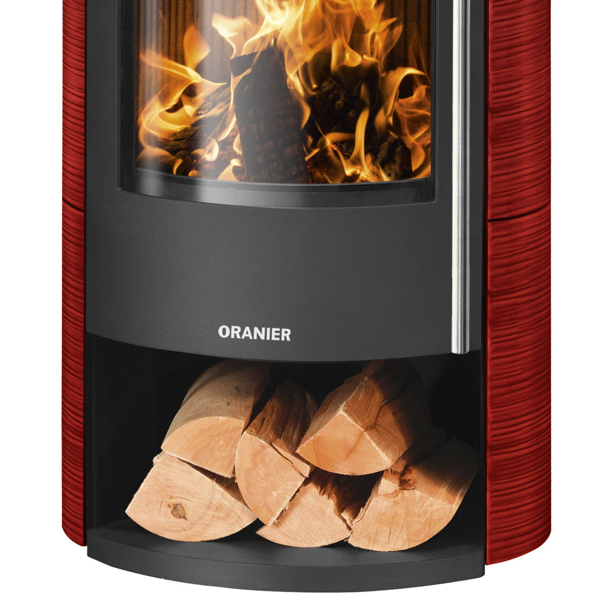 Oranier Polar Neo 6 – Poêle à bois acier noir et céramique rouge paprika 6,5 kW DIBt