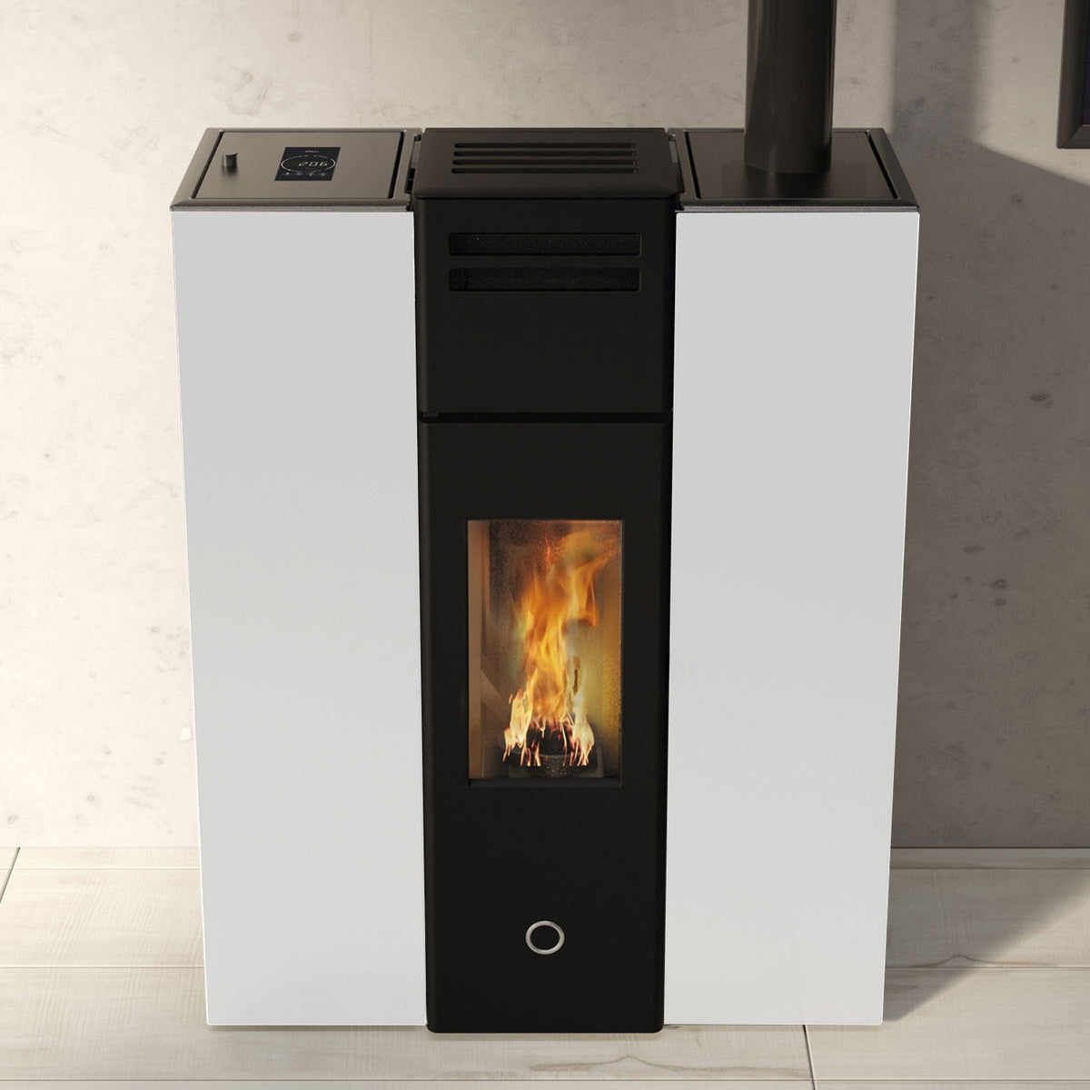 Poêle à granulés Edilkamin EK63 Cell 80+ Evo acier blanc 7,7 kW