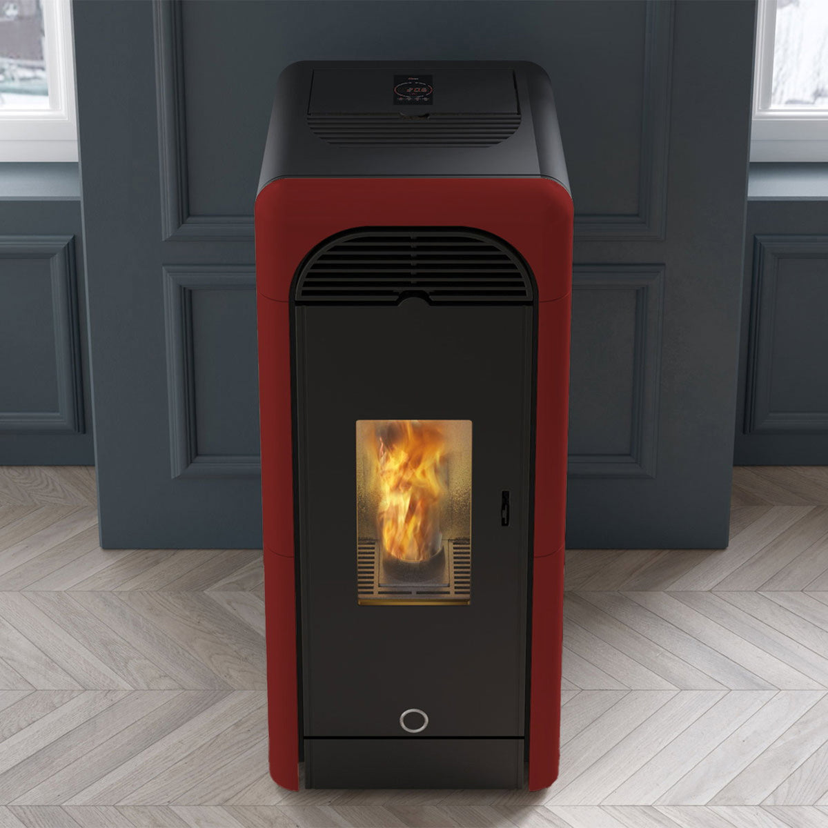 Poêle à granulés Edilkamin EK63 Berry 90+ Evo céramique bordeaux 9,2 kW