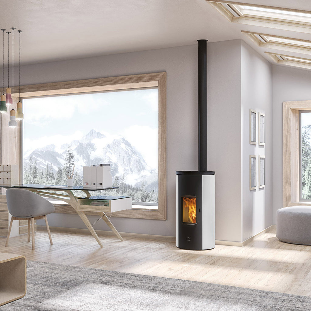Poêle à granulés Edilkamin EK63 Like 90+ Evo acier blanc COAX 9,2 kW