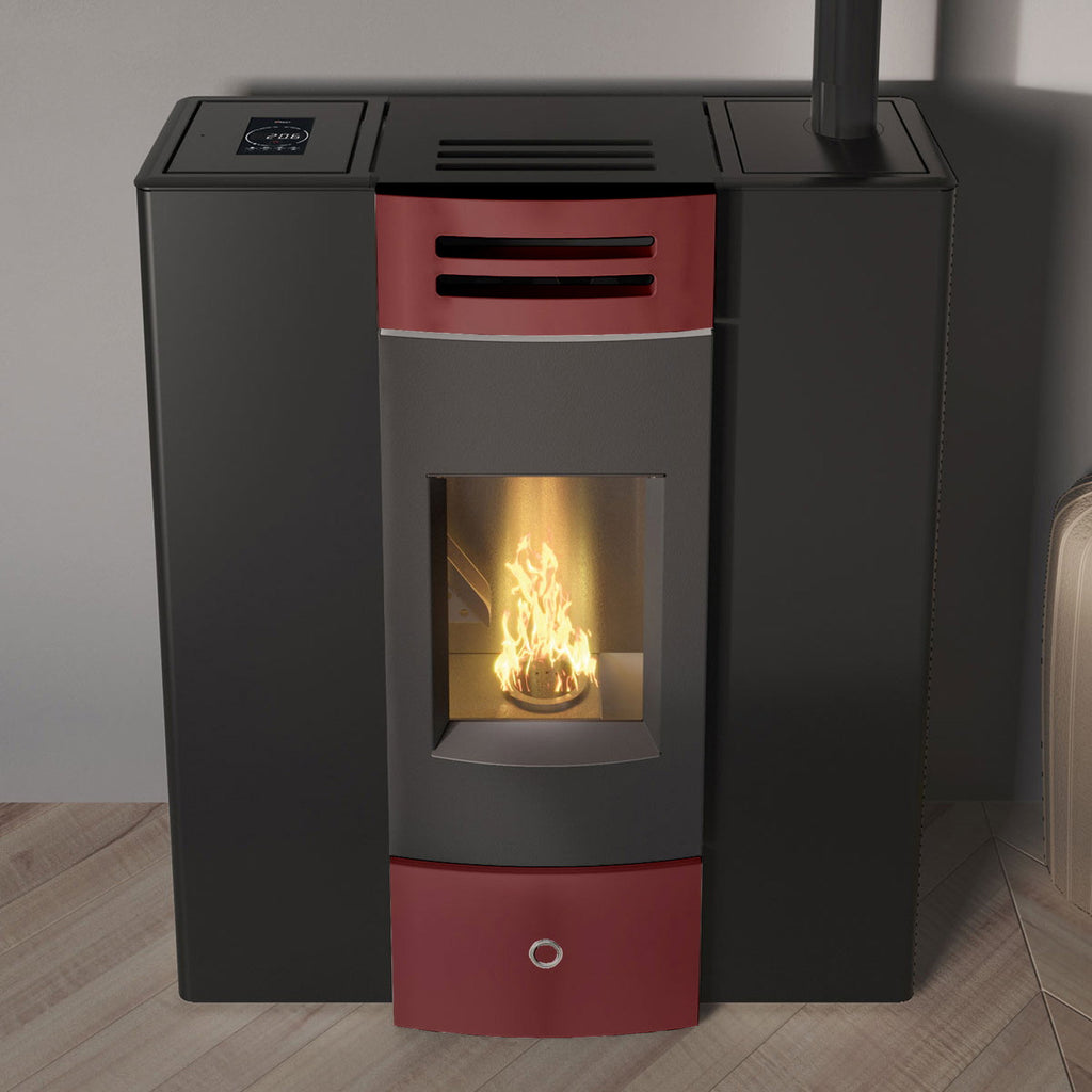 Poêle à granulés Edilkamin EK63 Dub 100++ céramique bordeaux 10,1 kW