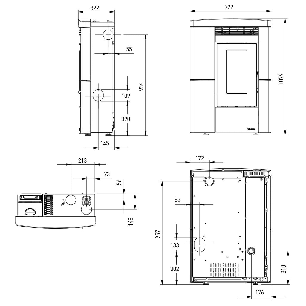 Poêle à granulés Dal Zotto Karin Majolika Bordeaux 8 kW