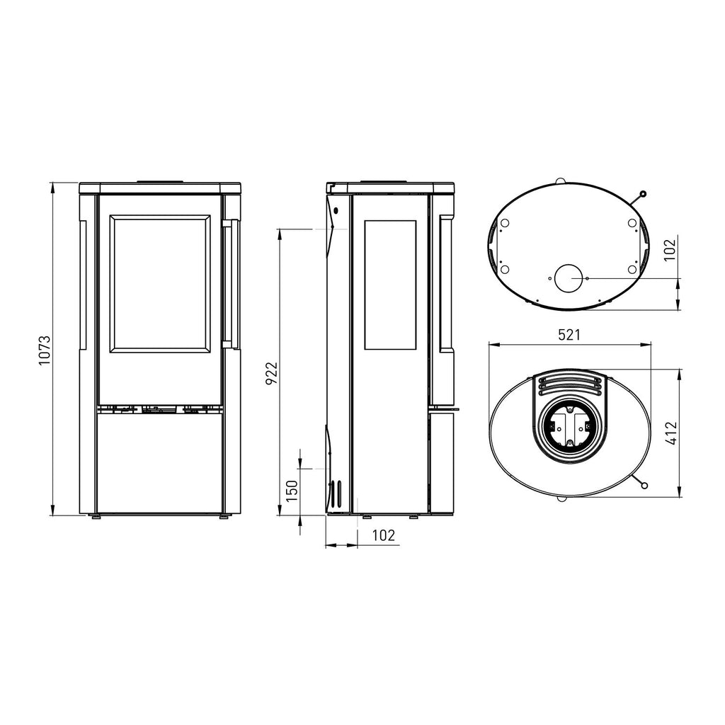 Poêle à bois TermaTech TT23RGS acier noir et pierre ollaire 5,6 kW