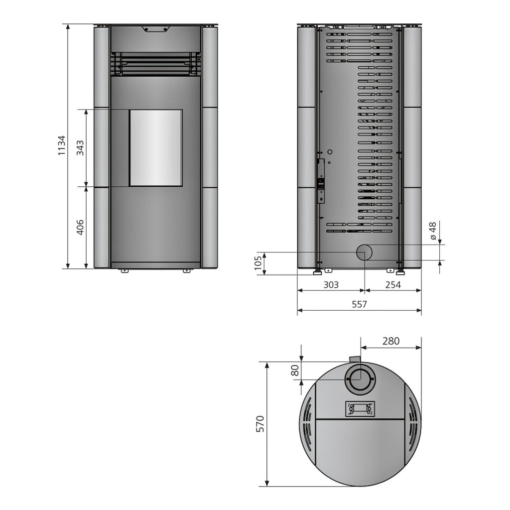 Poêle à granulés Justus Norta acier noir et blanc soie 8 kW