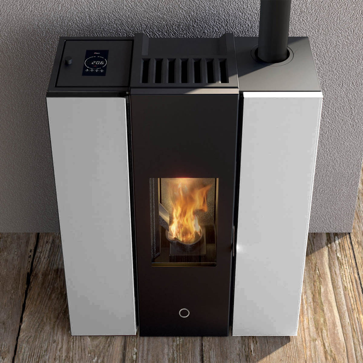 Poêle à granulés Edilkamin EK63 Gotha 70 Evo acier blanc 6,7 kW