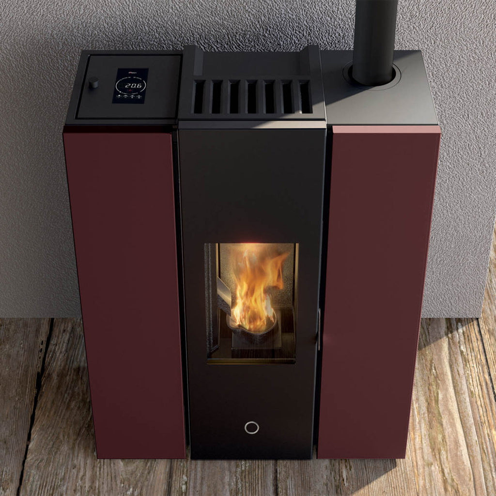 Poêle à granulés Edilkamin EK63 Gotha 70 Evo acier bordeaux 6,7 kW