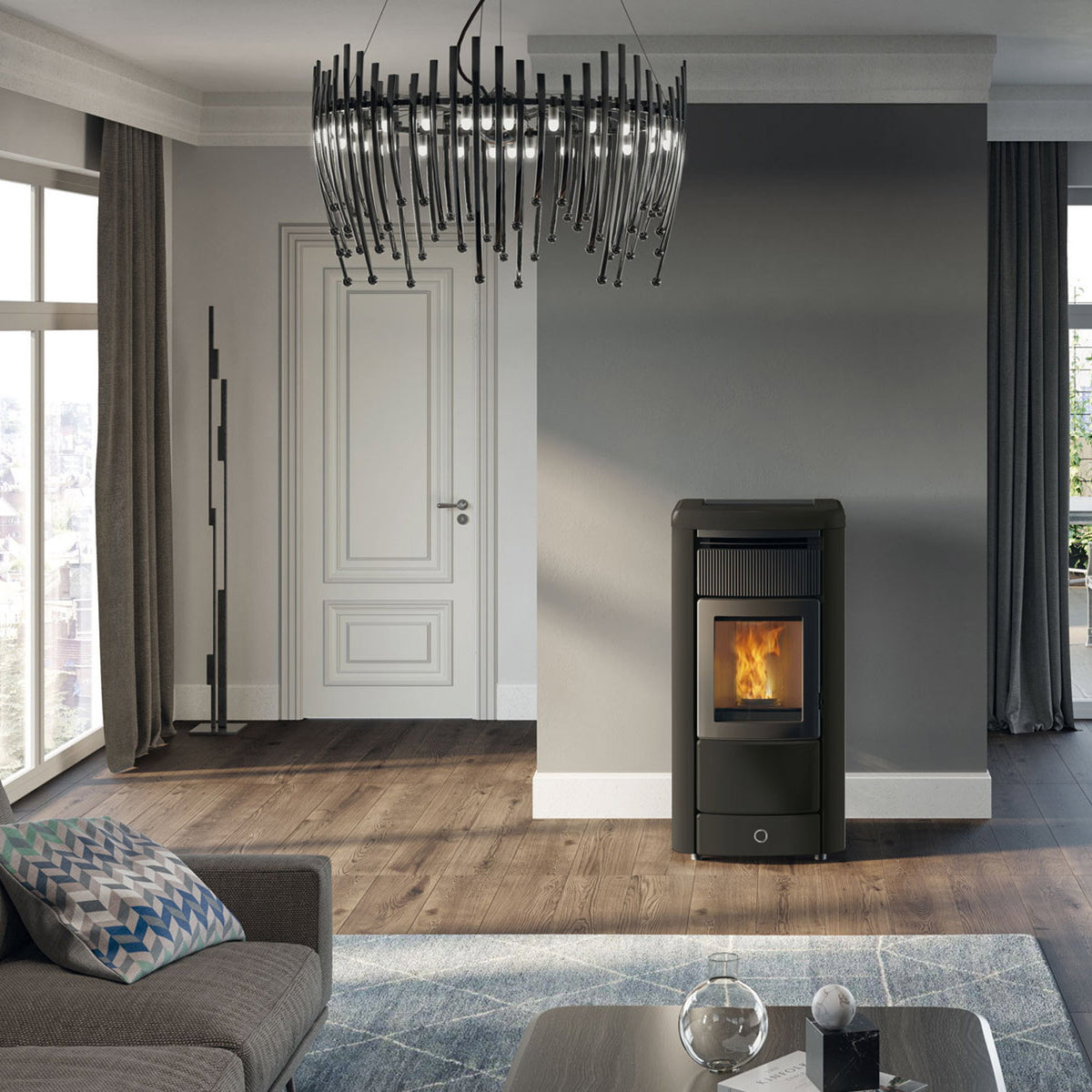 Poêle à granulés Edilkamin EK63 Monday 130++ Evo gris foncé 12,6 kW