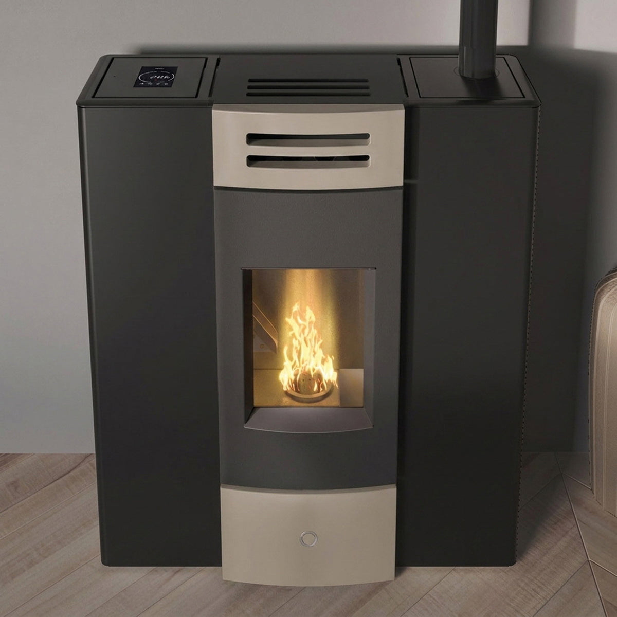 Poêle à granulés Edilkamin EK63 Dub 100++ céramique gris tourterelle 10,1 kW