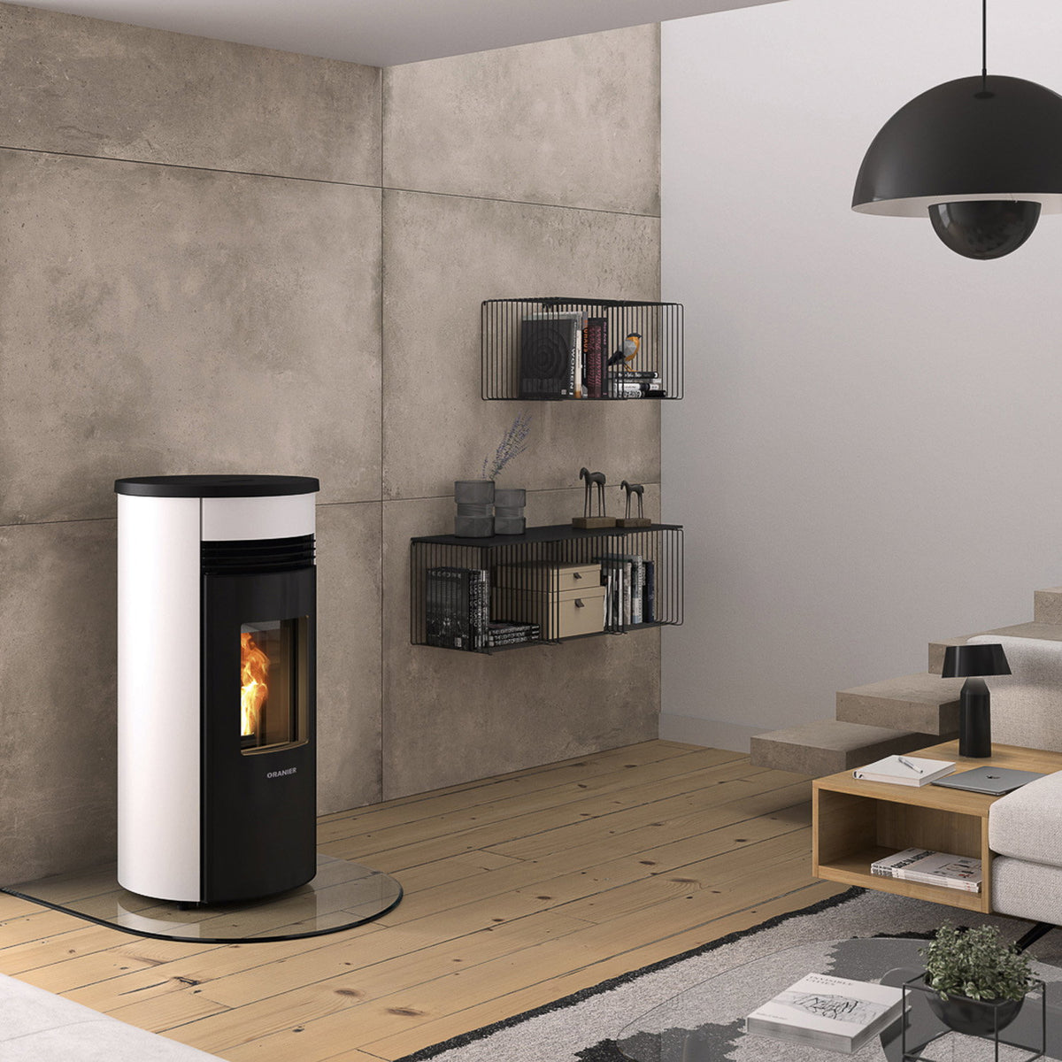 Poêle à granulés Oranier Sando 50 blanc soie 8 kW
