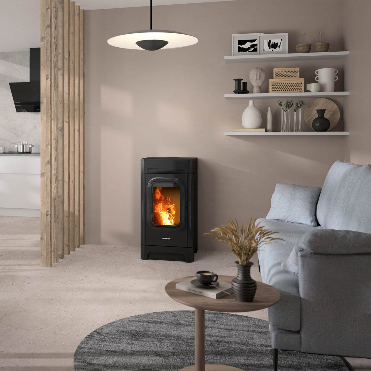 Poêle à granulés Oranier Calimo acier noir — 6,4 kW