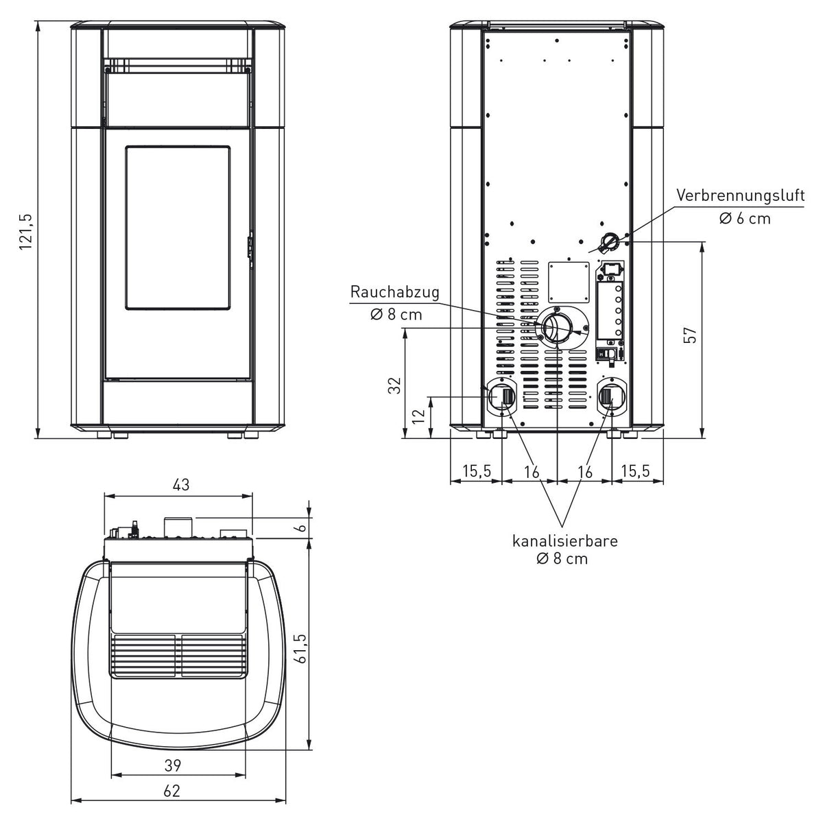 Poêle à granulés Edilkamin Vyda EVO – Céramique blanc mat – 14,8 kW