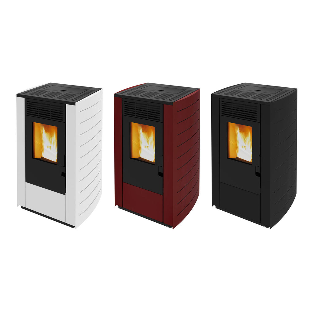 Wamsler WPO 7 poêle à granulés acier bordeaux 7,5 kW côtés arrondis