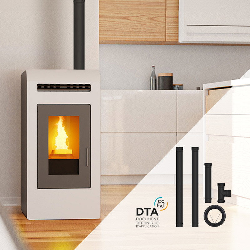 Pack poêle à granulés ETNA Luxe Cayenne blanc avec conduits