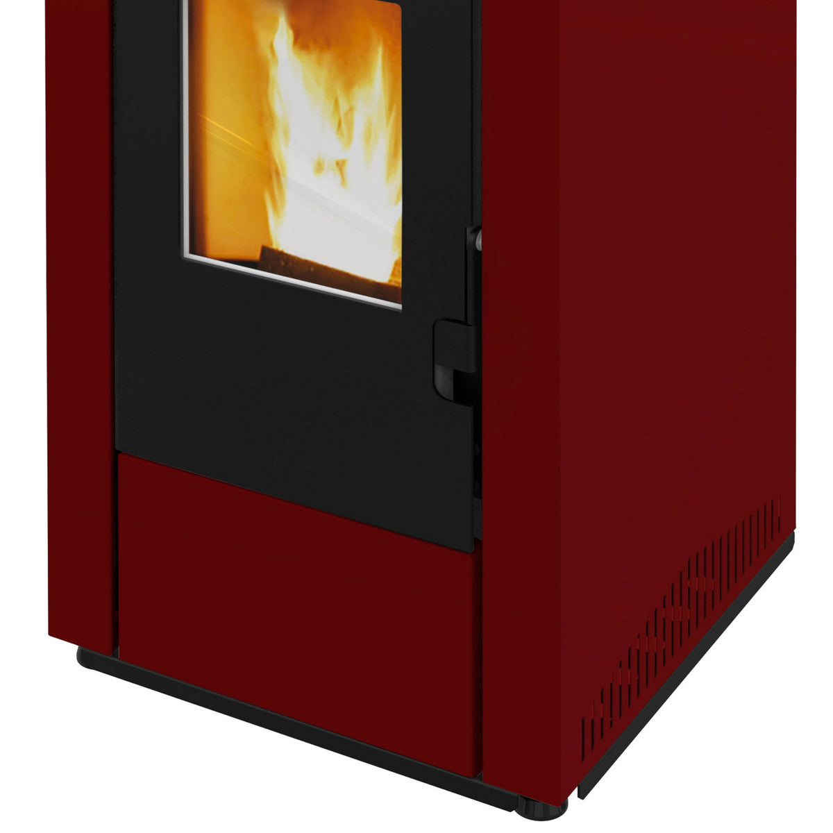 Wamsler WPO 7 poêle à granulés acier bordeaux côtés droits 7,5 kW