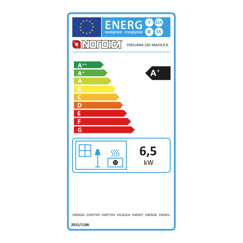 La Nordica Emiliana – Poêle à bois 6,5 kW pour 65 m²