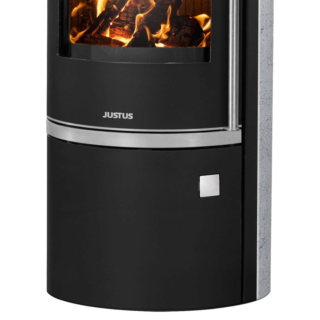 Poêle à bois Justus Faro Aqua 2.0 acier noir avec échangeur d’eau et revêtement stéatite 8,5 kW — image 4