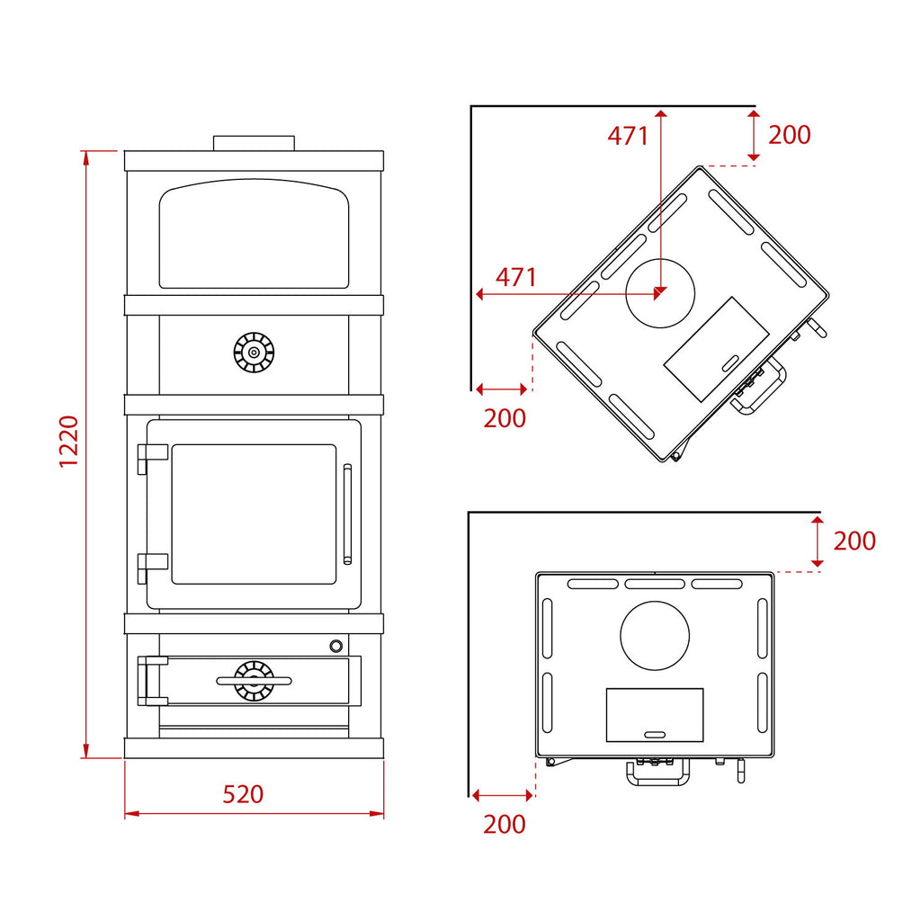 Poêle à bois Lotus 2060 gris LO-483 avec compartiment de maintien au chaud, sortie haute 8 kW