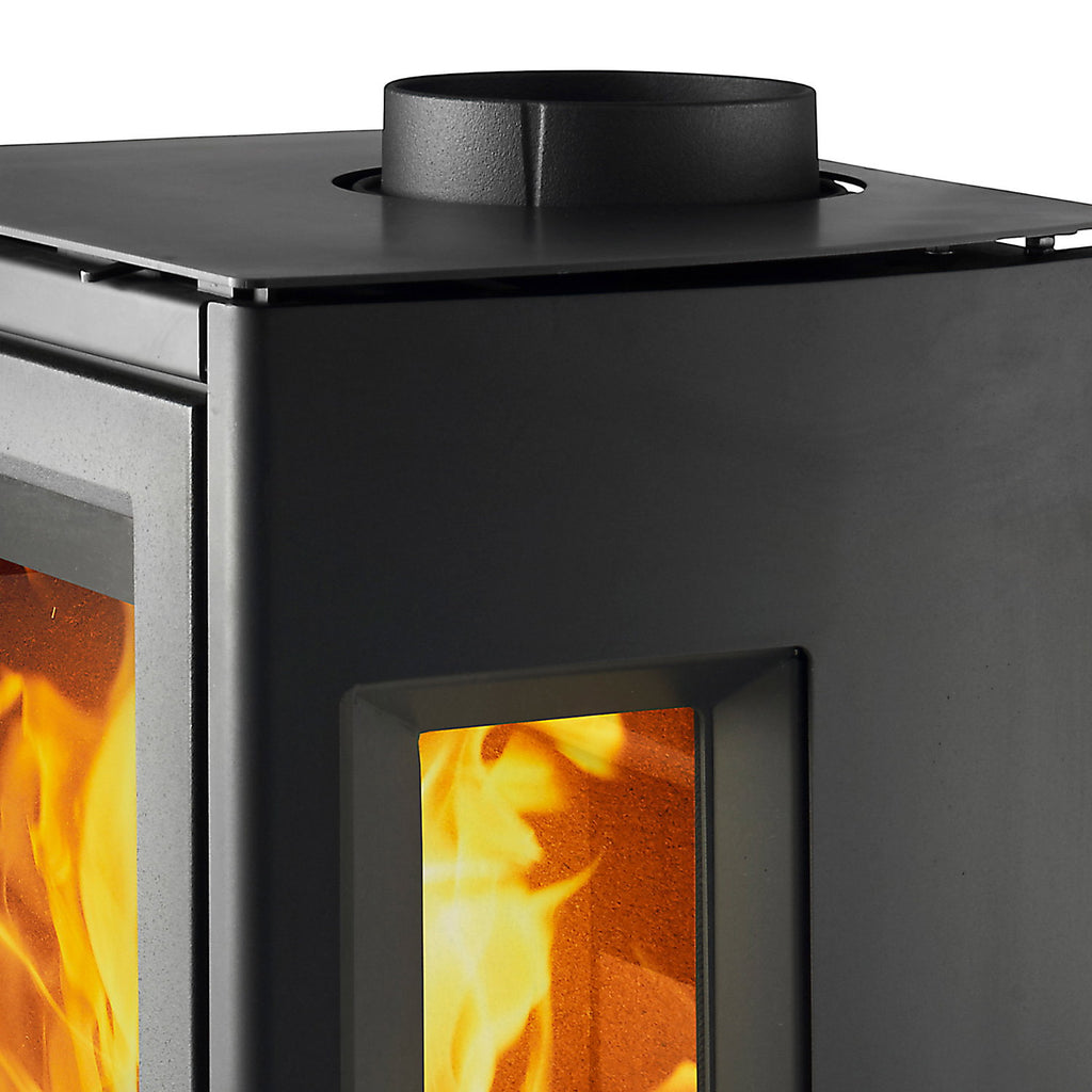 Varde Bornholm – Poêle à bois en acier noir avec vitres latérales 5,5 kW
