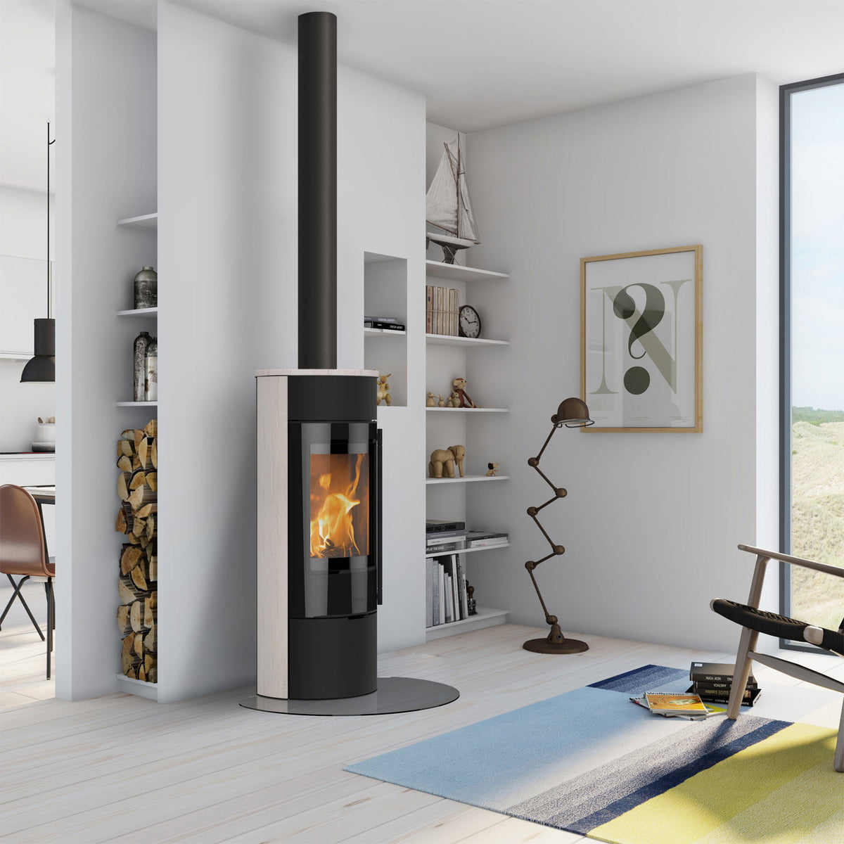 Poêle à bois Lotus Prestige Magic 40 noir avec pierre ollaire 5 kW