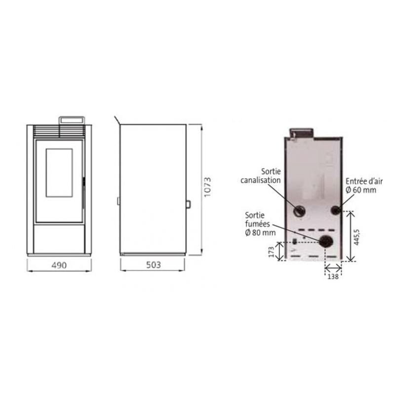 Pack poêle à granulés étanche INTERSTOVES Marina 14 kW avec kit ventouse - image 4
