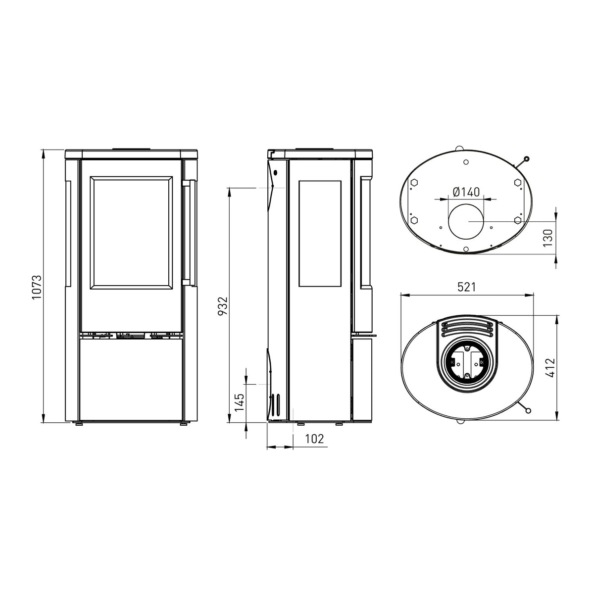 Poêle à bois TermaTech TT23RG Acier Noir 6 kW - image 4
