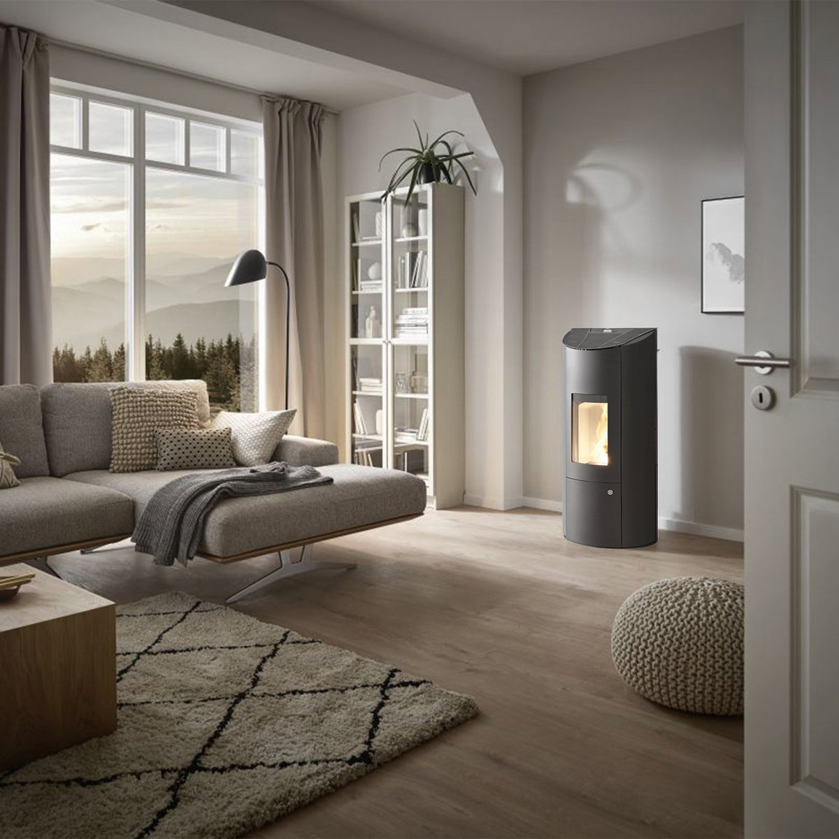 Olsberg Levana 3.0 poêle à granulés acier noir 8 kW – chauffage jusqu’à 80 m²