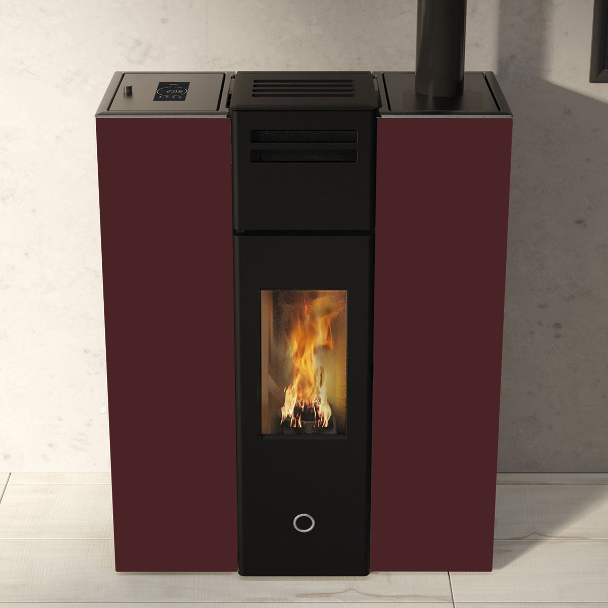 Poêle à granulés Edilkamin EK63 Cell 80+ Evo acier bordeaux 7,7 kW