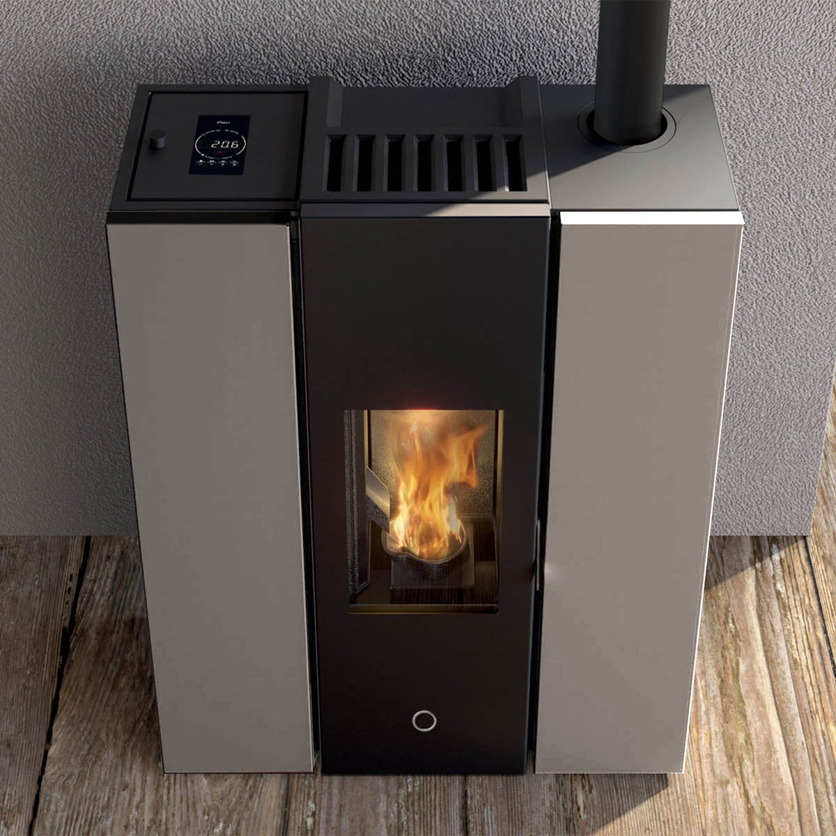 Poêle à granulés Edilkamin EK63 Gotha 70 Evo acier gris tourterelle 6,7 kW